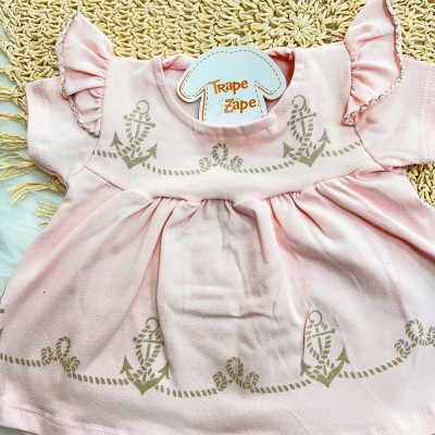 Conj. Batinha Âncoras e Short Legging - Rose e Areia